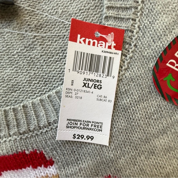 NWT Joe  Boxer Gray and Red Team Santa / Reindeer jr. XL Sequins Reversible - Picture 2 of 12